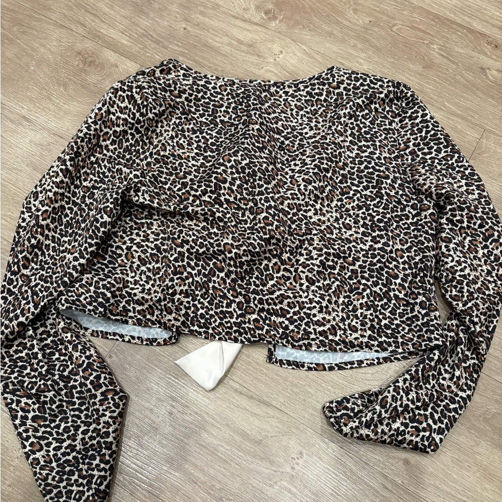 SHEIN Brown Black Leopard Print Crop Top